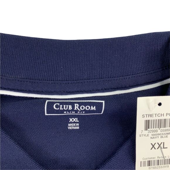 Club Room Mens Slim Fit Performance Stretch Polo Shirt Navy Blue 2XL - Picture 3 of 5